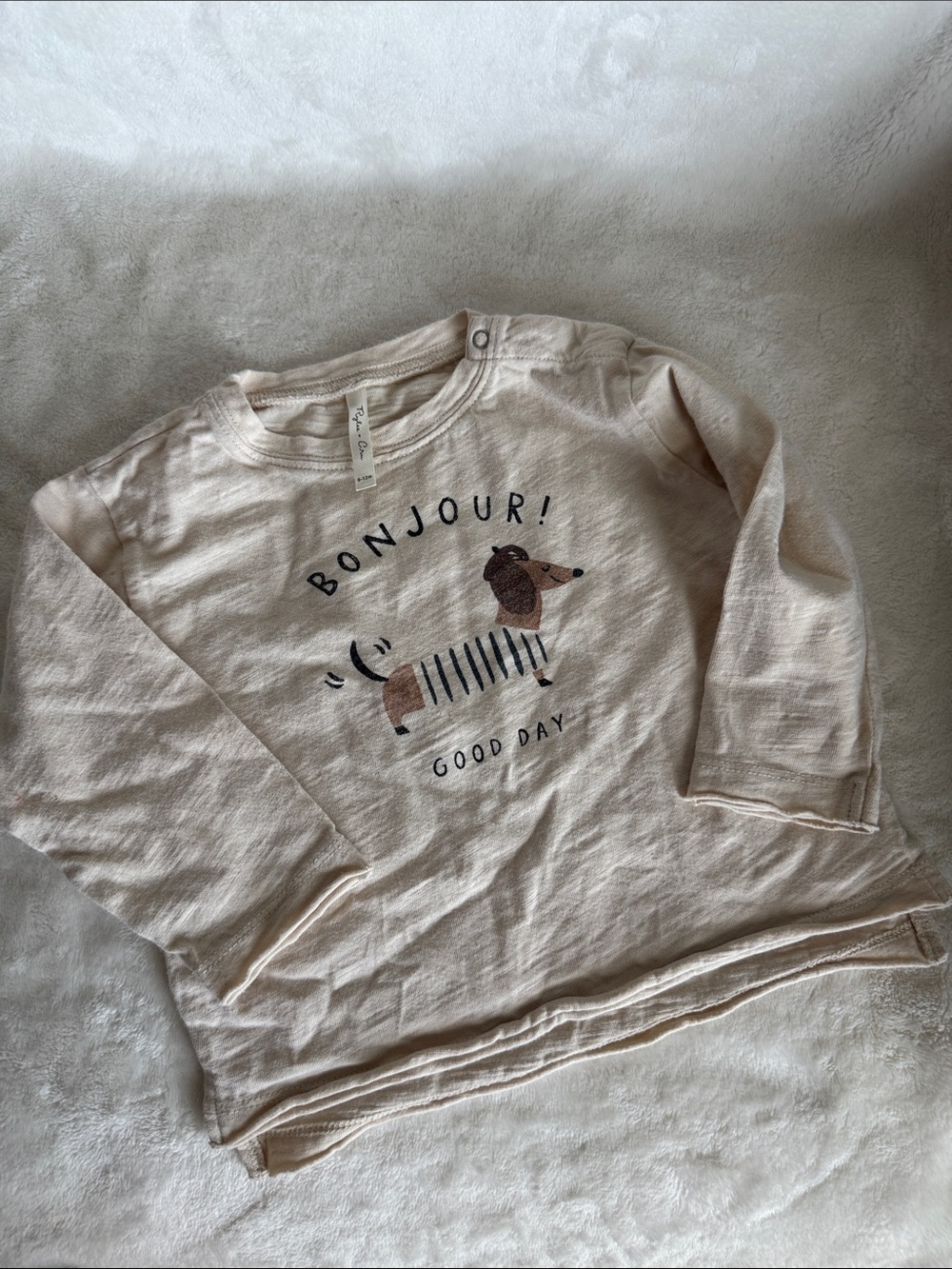 Rylee + Cru Cream Long-Sleeve Tee with Dachshund Graphic